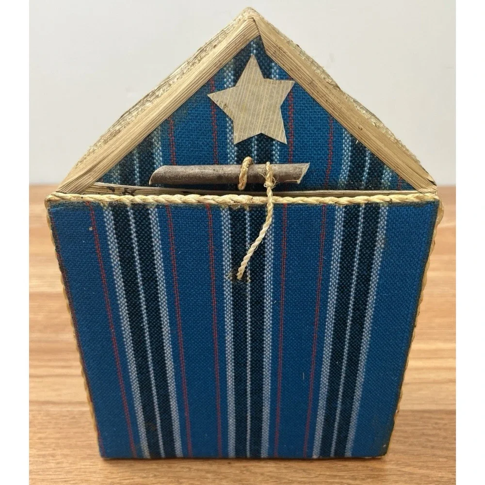 Vintage African Banana Fiber Nativity Set With Stable , 11 Piece Set